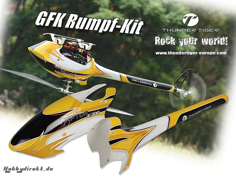 E700 V3 RAPTOR GFK Voll-Rumpf, zweiteilig Thunder Tiger 3945