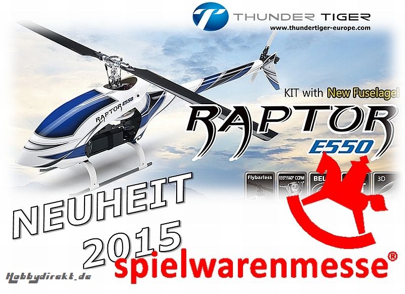 E550 RAPTOR Flybarless Elektro Rumpf-Helikopter Kit Thunder Tiger 4732-K10