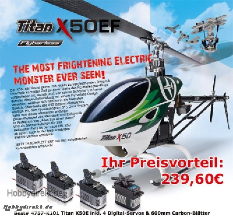 X50E Flybarless Elektro inkl. Thunder Tiger 4757-K101