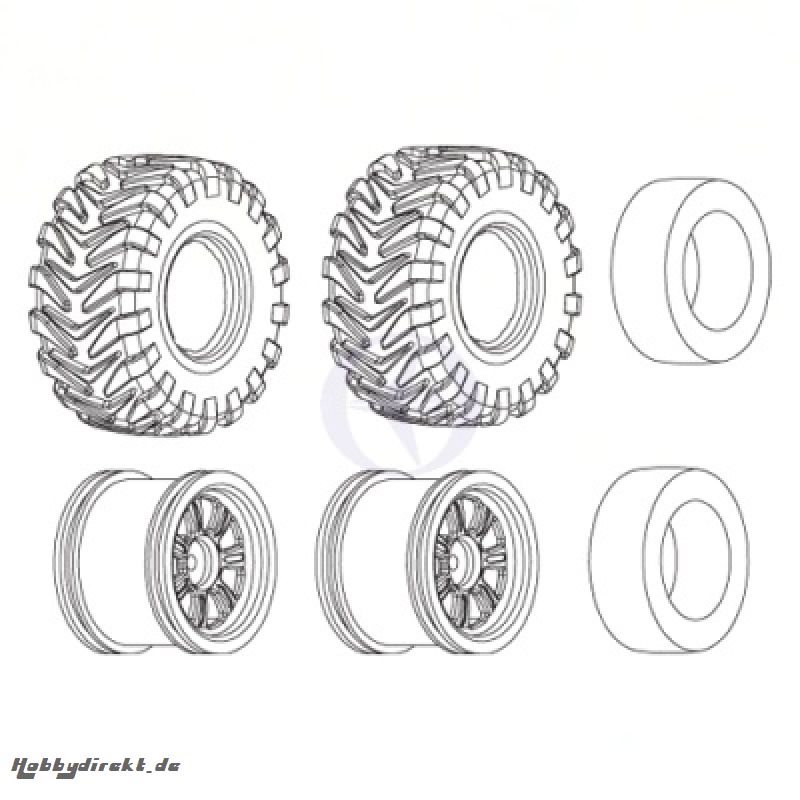 Felgen u. Reifen Set ZT hinten Thunder Tiger PD2135