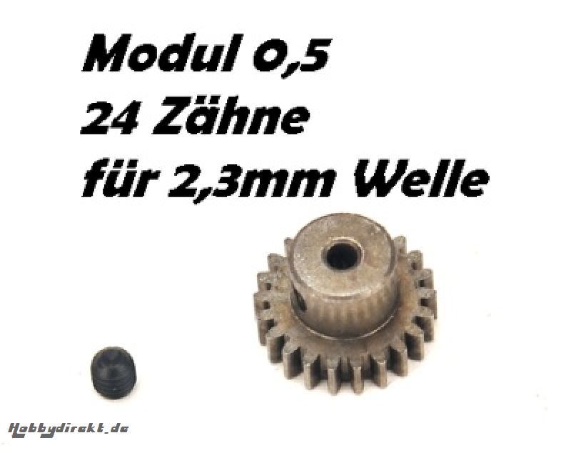 Motor-Ritzel M0,5 24Z, Welle 2,3mm z.B. für NOSRAM Micro 370 Thu