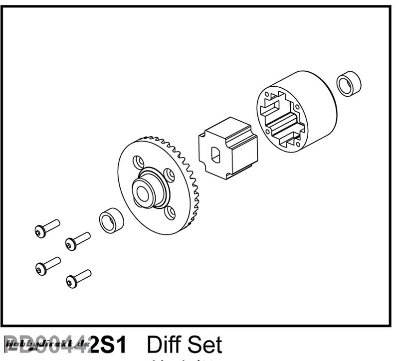 KAISER XS Spool mit Teller-Rad komplett, Vorne - Hinten (1) Thunder Tiger PD90442S1