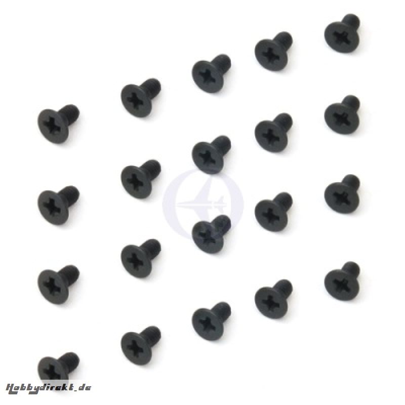 Schraube M2,5x5mm, Senk-Kopf, Kreuz, Stahl, Schwarz (20) Thunder Tiger PD9125