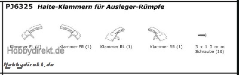 VOLANS Halte-Klammern für Ausleger-Rümpfe (4) für 5548 Thunder Tiger PJ6325