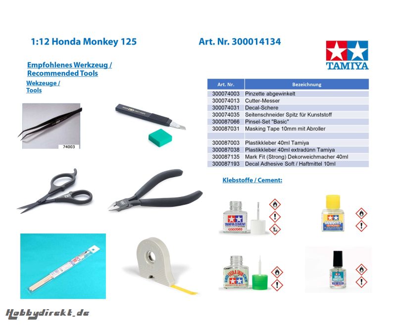 1:12 Honda Monkey 125 Tamiya 14134 300014134