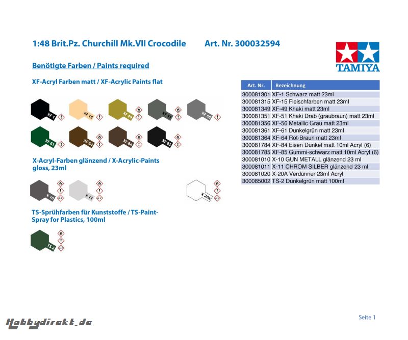 1:48 Brit.Pz. Churchill Mk.VII Crocodile Tamiya 32594 300032594