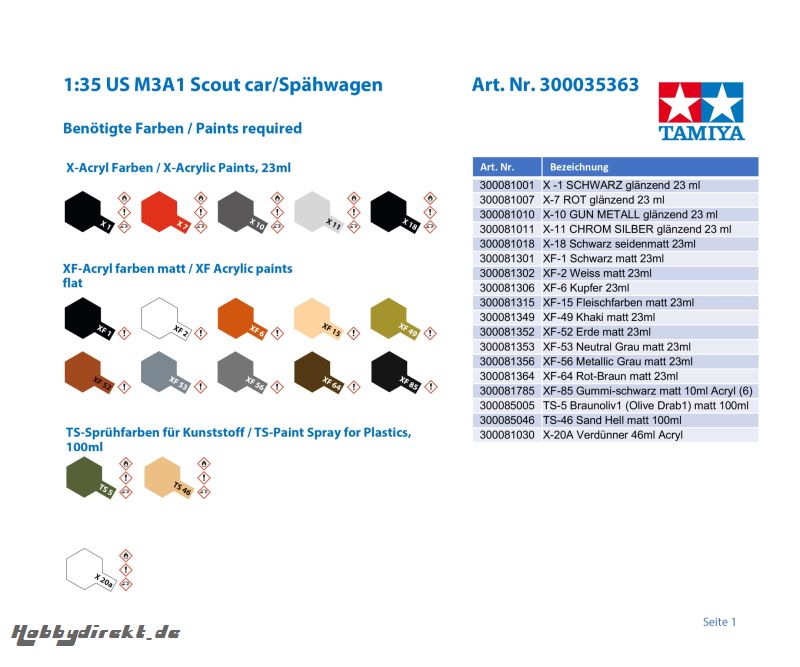 1:35 US M3A1 Scout car/Spähwagen Tamiya 35363 300035363