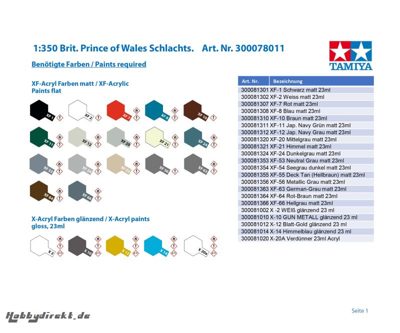 1:350 Brit. Prince of Wales Schlachts. Tamiya 178011 300178011