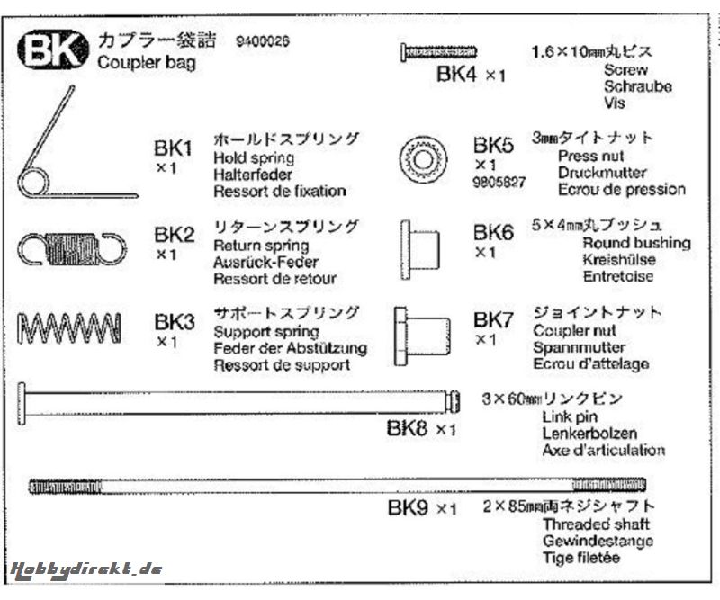 KUPPLUNGSFEDERNBEUT.BK1-BK9 Tamiya 9400026