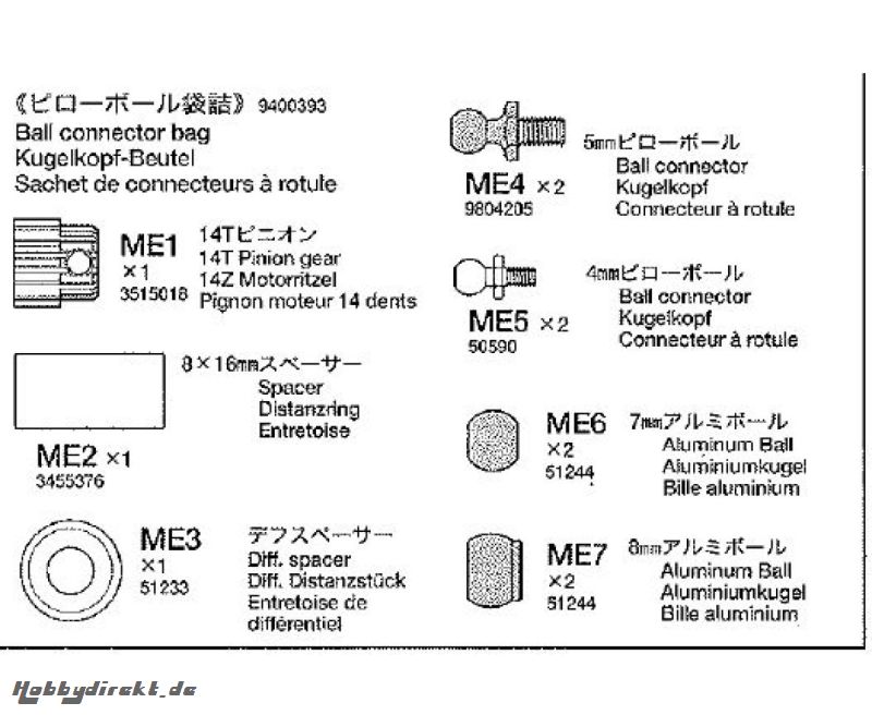 Kugelkopfverb.-Beutel/58367 Tamiya 9400393