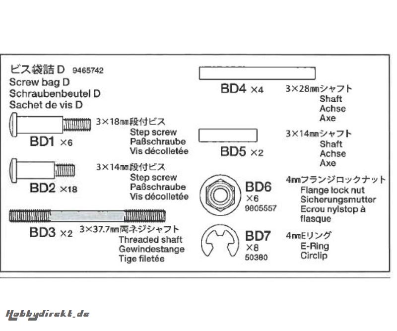 Schrauben-Beutel D 56319 Tamiya 9465742