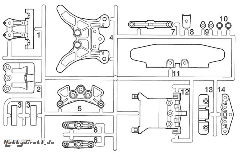 TT02B A-Teile Dämpferbrücken vo/hi Tamiya 9000562 319000562