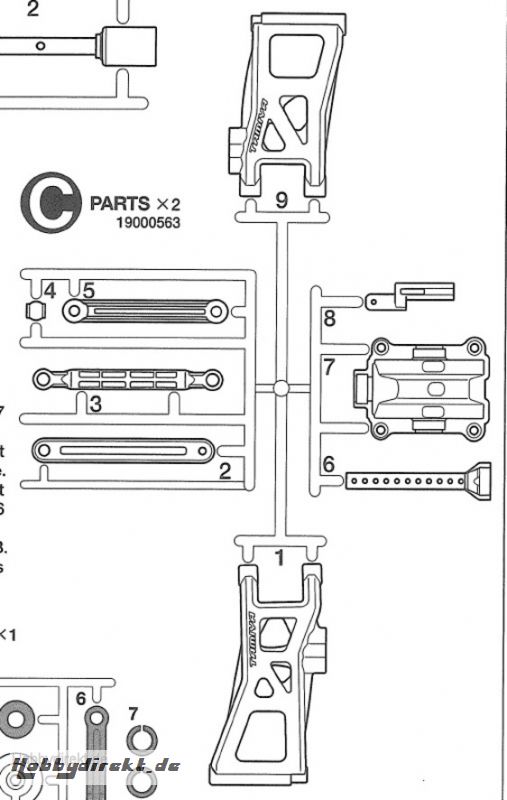 TT02B C-Teile Querlenker/Kar.-Halter Tamiya 9000563 319000563