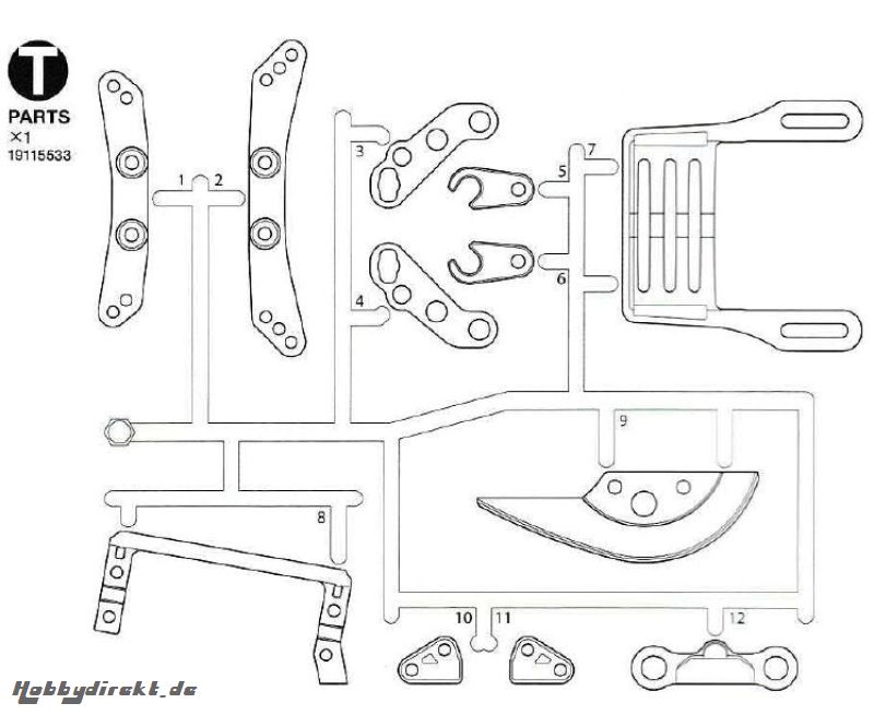 TA08 T-Teile Dämpferbr./Servohal. 58693 Tamiya 9115533 319115533