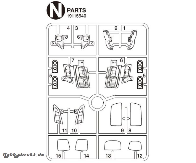 N-Teile Lichteinsätze/Spiegel S770 56368 Tamiya 9115540 319115540