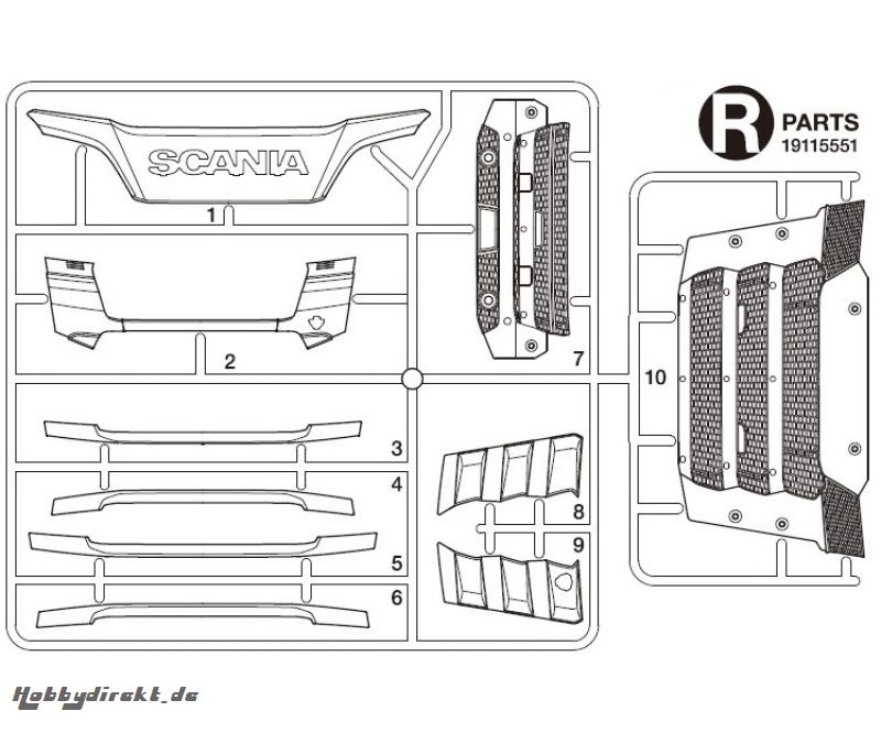 R-Teile Kühlergrill Scania S770 56368 Tamiya 9115551 319115551