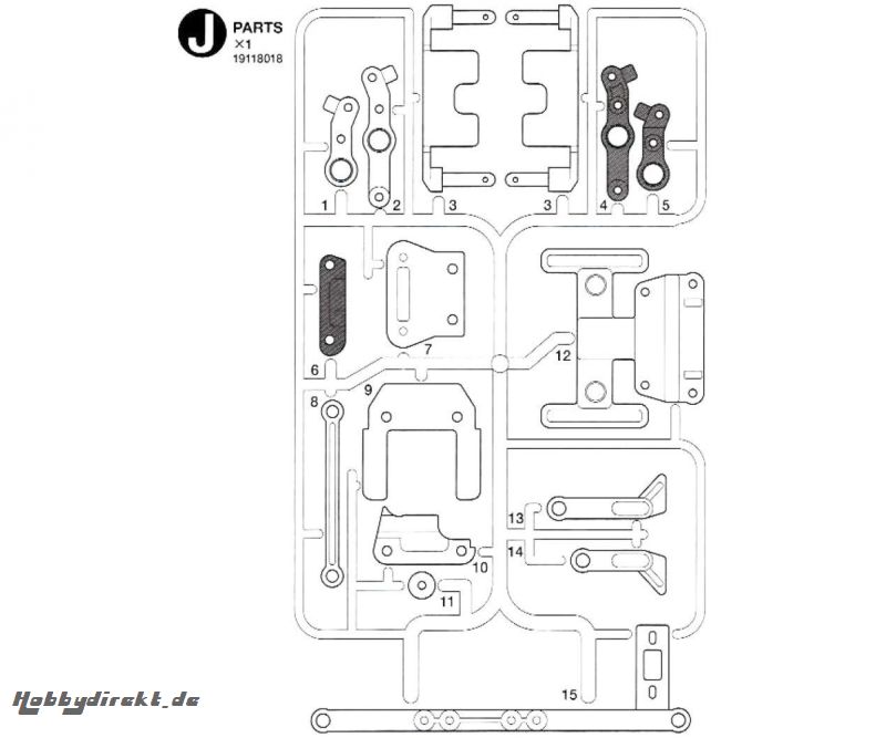 TA02 J-Teile Akkuhalter Doppeldeck Tamiya 9118018 319118018