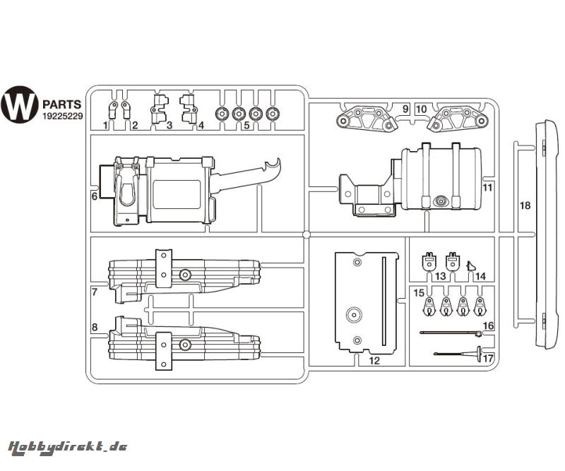 W-Teile Tank/Sonnenblende S770 56368 Tamiya 9225229 319225229