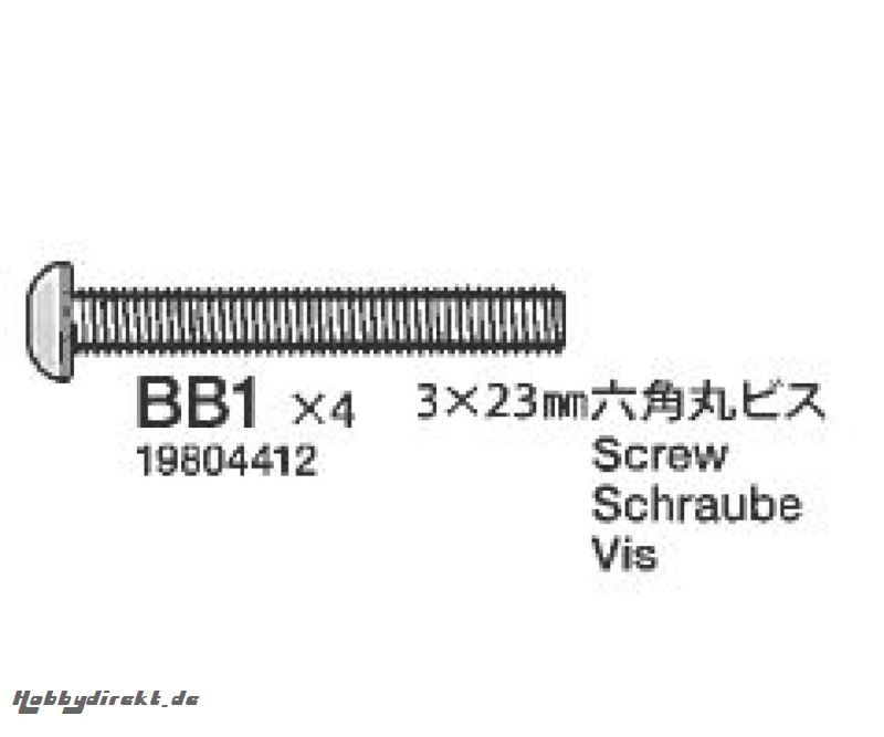 TRF201 RK 6Kant-Schraube 3x23mm (10) Tamiya 9804412 319804412