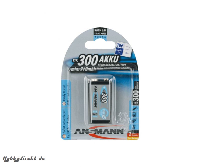 NiMH 9V-Block 270 mAh LSD-Akku Carson 609030 500609030