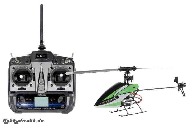 XciteRC Flybarless 245 Trainer RTF 2.4 GHz 4 Kanal Hubschrauber grün/weiß mit 6S Profi 6 Kanal Sender XciteRC 13001120