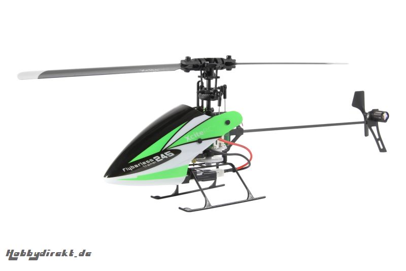 XciteRC Flybarless 245 Trainer RTF 2.4 GHz 4 Kanal Hubschrauber grün/weiß mit 6S Profi 6 Kanal Sender XciteRC 13001120