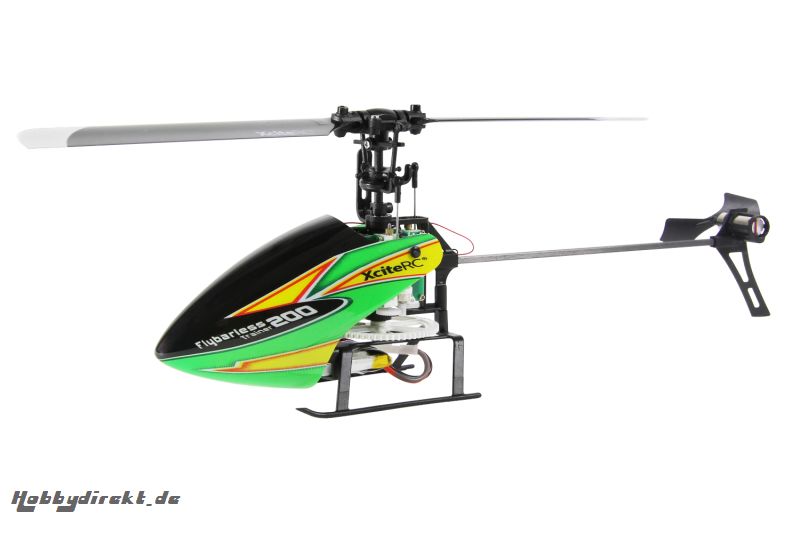 XciteRC Flybarless 200 Trainer RTF 2.4 GHz 4 Kanal Hubschrauber gelb/grün mit 6S Profi 6 Kanal Sender XciteRC 13002110