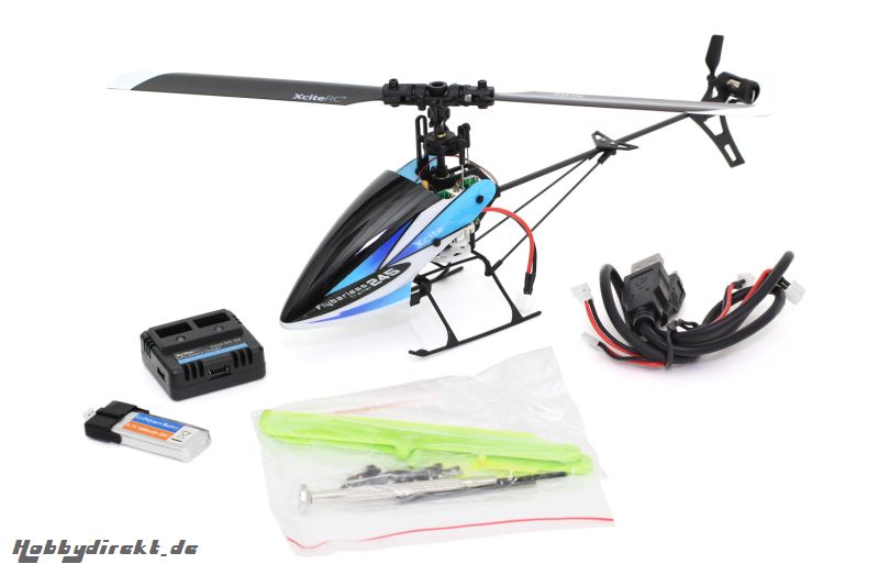 XciteRC Flybarless 245 Trainer RTF 2.4 GHz 4 Kanal Hubschrauber blau/weiß mit M6i 6 Kanal Sendermodul FHSS XciteRC 13003120