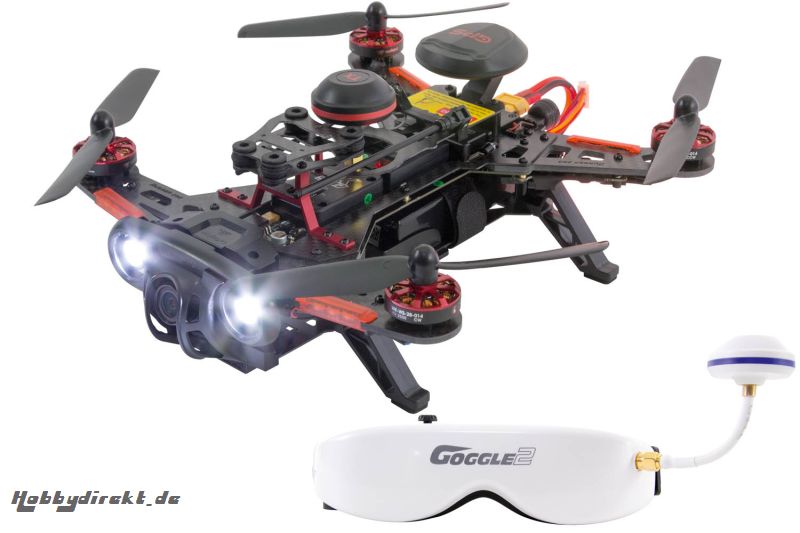 XciteRC FPV Racing-Quadrocopter Runner 250 Advance RTF - FPV-Drohne mit Full HD-Kamera, Videobrille, GPS, Akku, Ladegerät und DEVO 7 Fernsteuerung Wal