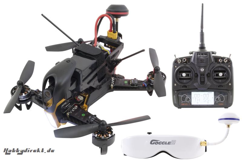 XciteRC FPV Racing-Quadrocopter F210 RTF - FPV-Drohne mit Sony HD-Kamera, OSD, Videobrille, Akku, Ladegerät und DEVO 7 Fernsteuerung Walkera 15003960