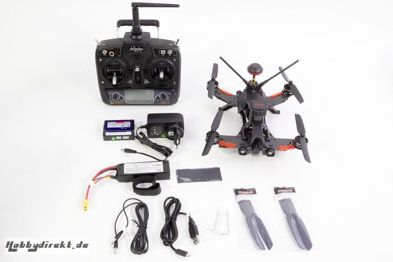 Walkera Runner 250 Pro Racing-Quadrocopter RTF - FPV-Drohne mit Full HD-Kamera, Goggle V4 Videobrille, GPS, OSD, Akku, Ladegerät und Devo 7 Fernsteuer