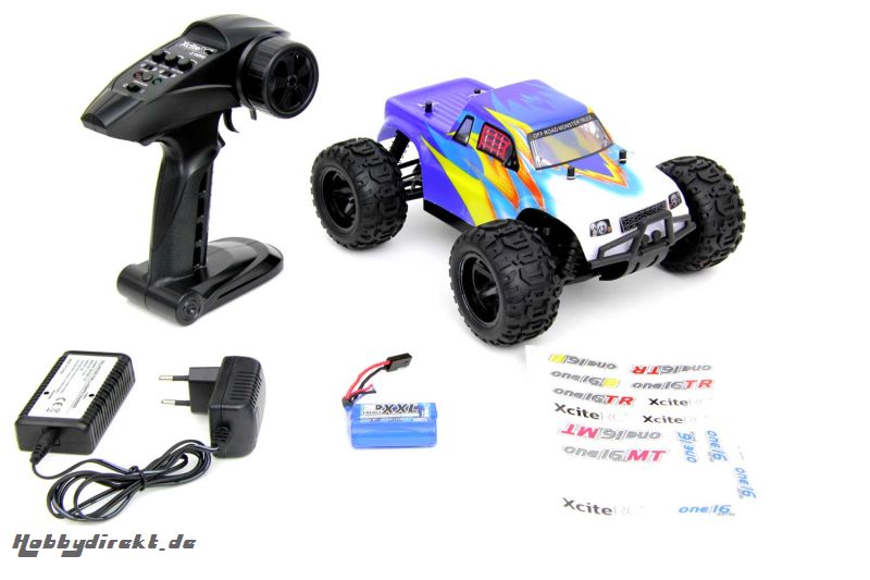 Monster Truck one16 MT - 4WD RTR Modellauto, blaue Karosserie XciteRC 30502000