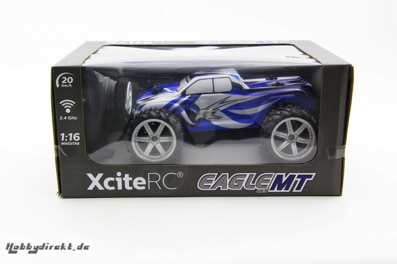 B-WARE ! Eagle Monster Truck M 1:16 - 2WD Ready-to-Run Modellauto, blaue Karosserie XciteRC 30507000B