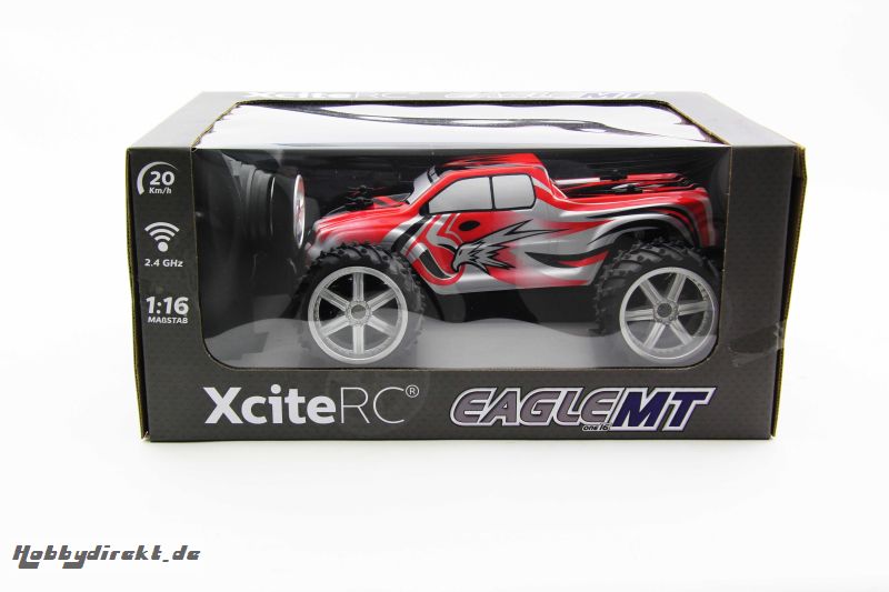 B-WARE ! Eagle Monster Truck M 1:16 - 2WD Ready-to-Run Modellauto, rote Karosserie XciteRC 30507100B