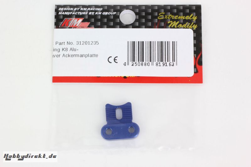 KM-Racing K8 Alu-Servosaver Ackermanplatte (blau) KM-Racing 31201235