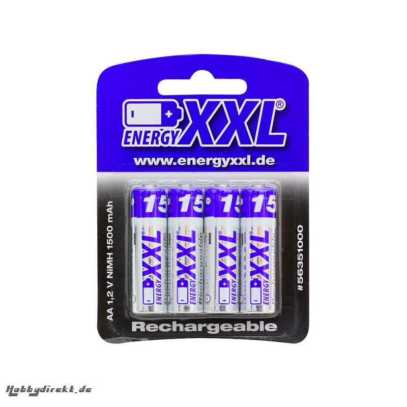 XciteRC Ladegerät für AA/AAA/9V-Akkus inkl. energyXXL Mignon Akkus 1500 mAh Ni-MH Typ AA 1,2V 4 Stück XciteRC 52000012