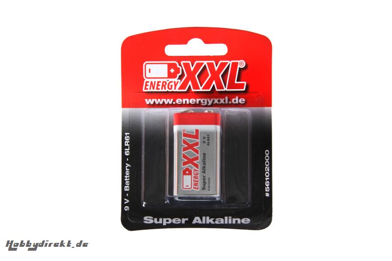 energyXXL Batterie 9V Typ 6LR61 Super Alkaline 1 Stück energyXXL 56102000