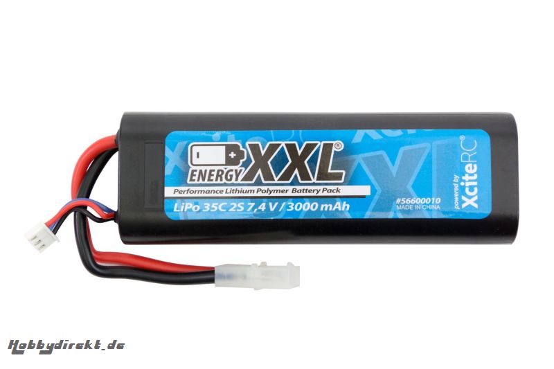 energyXXL Performance Lithium Polymer Battery Pack 35C 2S 7.4 V / 3000 mAh/ Hardcase/ JST - Anschlußstecker energyXXL 56600010