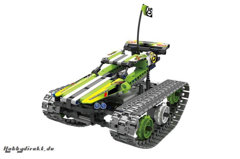 Teknotoys Active Bricks RC Crazy Car Off-Road Ketten-Fahrzeug -  Konstruktionsbaukasten mit Fernsteuerung Teknotoys 85000024