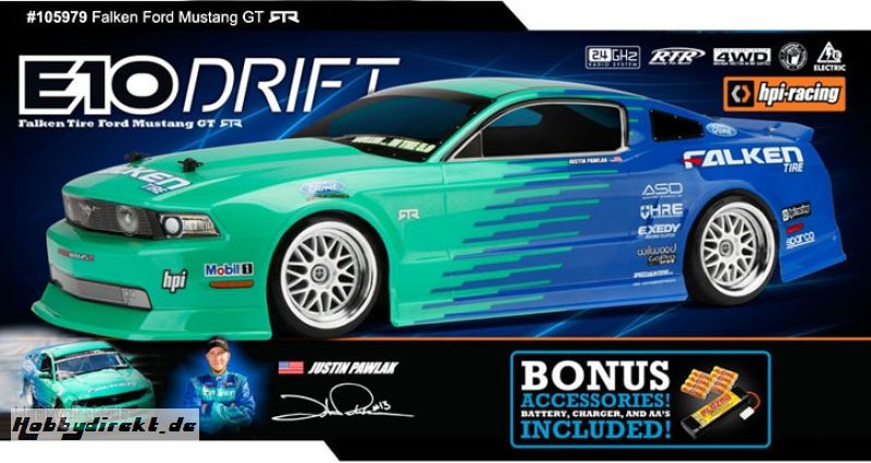 E10 Drift RTR Falken Tire Ford Mustang hpi racing H105979