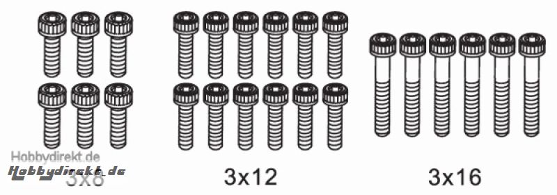 Schraubensatz H Zylk. 3x8,3x12,3x16 (24-teilig) Krick 648082