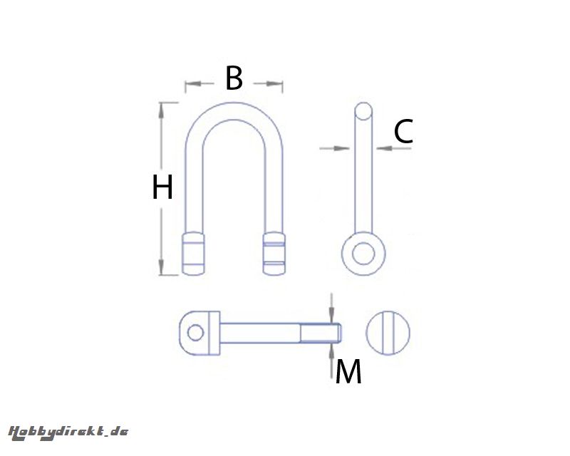 Schäkel schraubbar 5x8 mm M1 Krick 65462