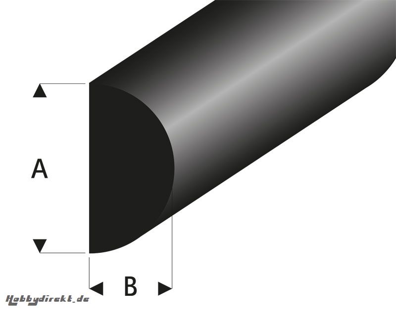 Gummi Halbrundprofil 1,1x2 mm L=2 m Krick rb104-60