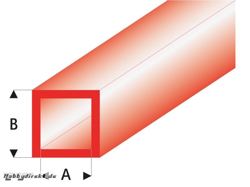 ASA Quadrat Rohr transparent rot 3x4x330 mm (5) Krick rb434-55-3