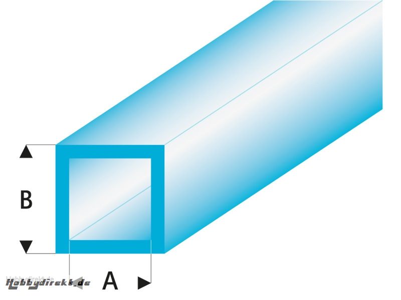 ASA Quadrat Rohr transparent blau 3x4x330 mm (5) Krick rb437-55-3