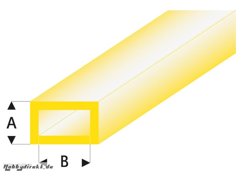 ASA Rechteck Rohr transparent gelb 3x6x330 mm (5) Krick rb440-55-3