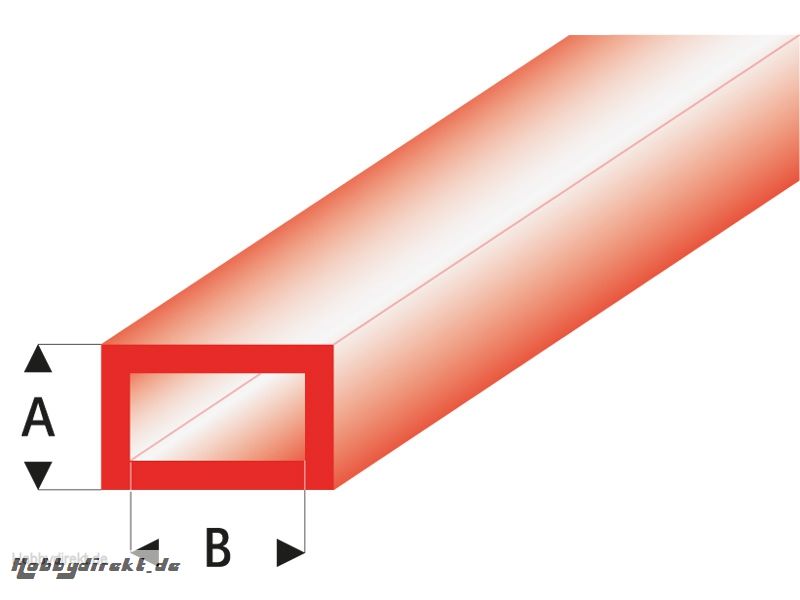 ASA Rechteck Rohr transparent rot 2x4x330 mm (5) Krick rb442-53-3