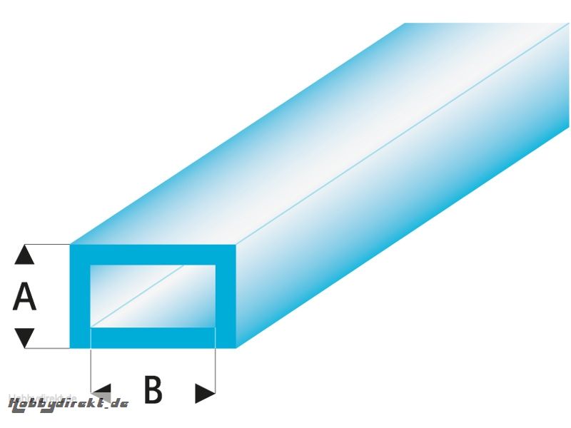 ASA Rechteck Rohr transparent blau 2x4x330 mm (5) Krick rb445-53-3