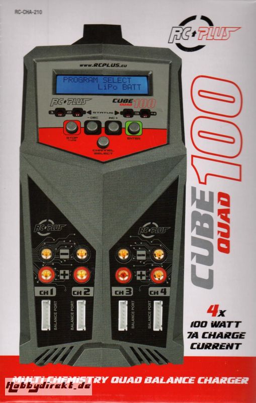 Rc Plus - Cube 100 Quad Charger - AC-DC - 4x 100 Watt RC-CHA-210