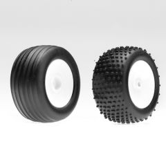 Front/Rear Wheels & Tires, White: Micro-T/B/DT Horizon LOSB1526